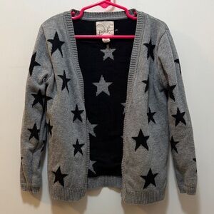 Peek Gray and Black Star-Pattern Open Cardigan